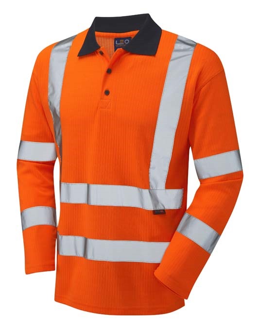 LEO WORKWEAR SWIMBRIDGE ISO 20471 Cl 3 Poly/Cotton Sleeved Polo Shirt